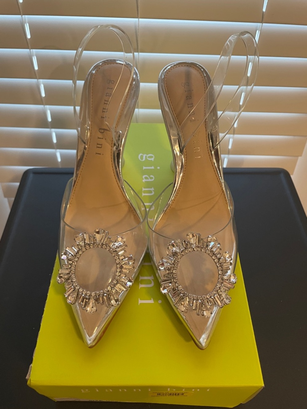 Gianni bini Clear Crystal-Embellished Pointed Slingback Pumps Size 9.5